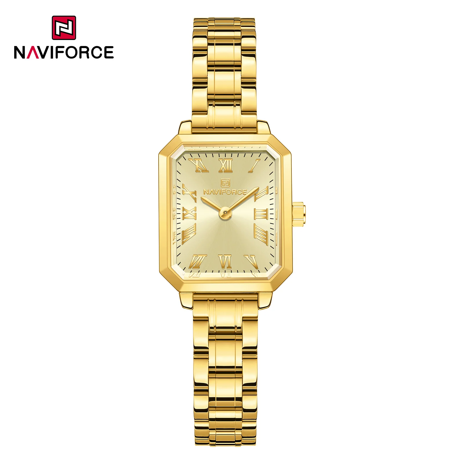 NAVIFORCE Woman Watch Elegant Fashion Rhombus Mirror Solid Steel Strap 30m Waterproof Luminous Calendar Window Ladies Original Q