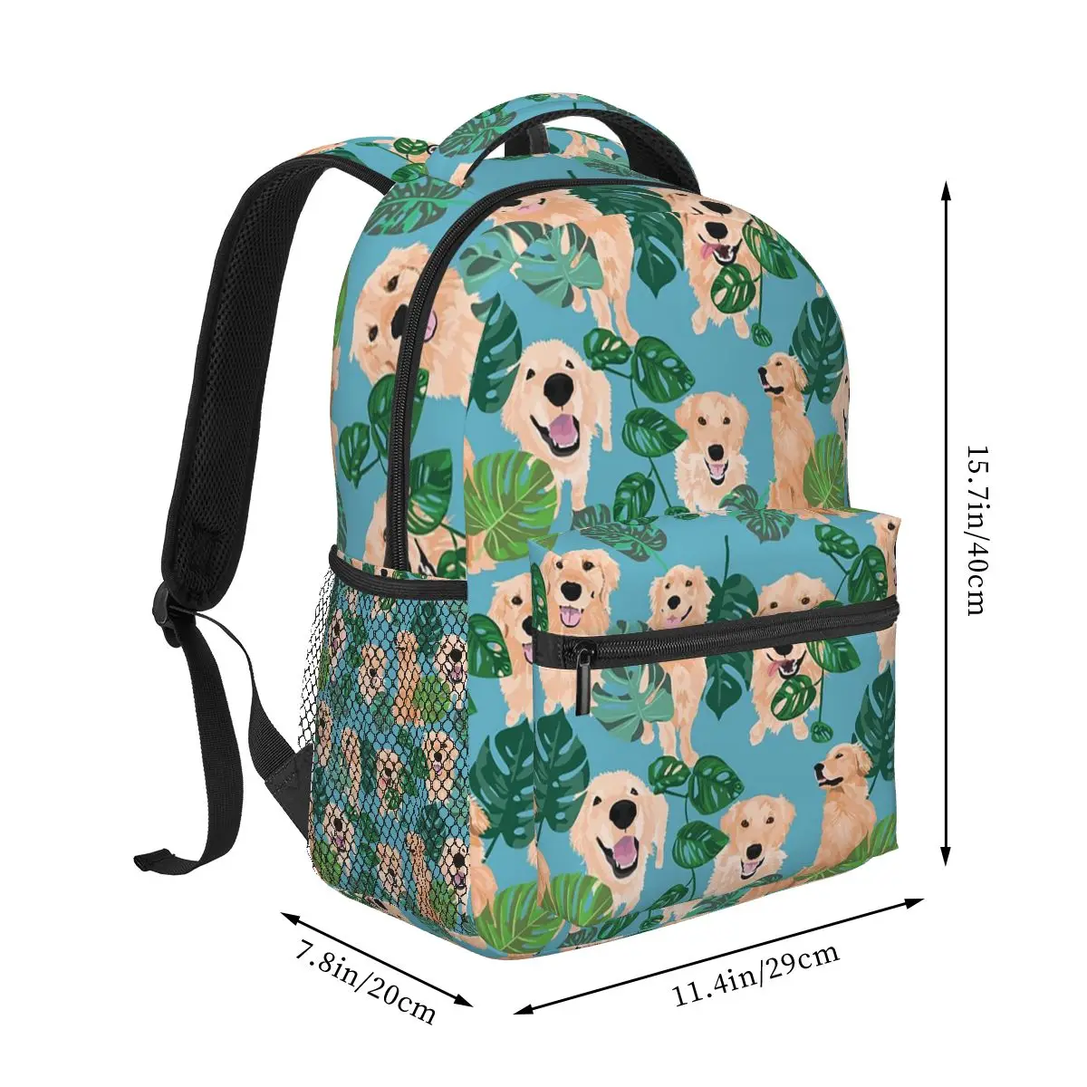 Golden Labrador Retriever Dog Tropical Backpacks Boys Girls Bookbag Children School Bags Cartoon Kids Rucksack Shoulder Bag