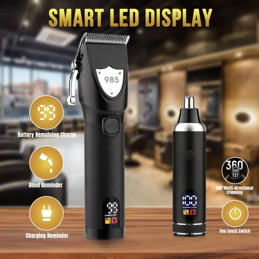 ماكينة قص الشعر الاحترافية للرجال، ماكينة تشذيب اللحية للرجال، مجموعة ماكينة تشذيب شعر الأنف، ماكينة حلاقة كهربائية لاسلكية، حواف حلاقة