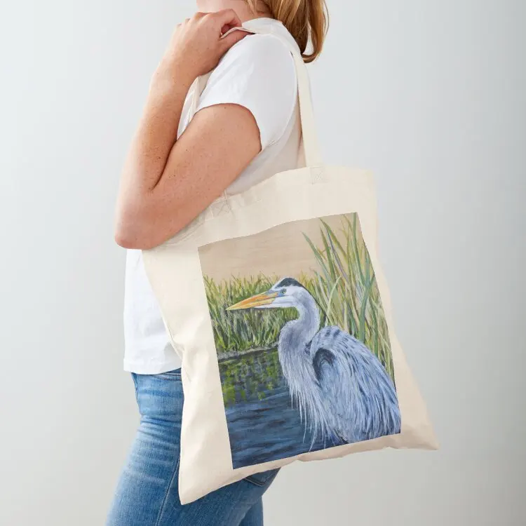 

Great Blue Heron on wood block Tote Bag tote bag custom canvas bags Women's shopper bag Women's beach bags