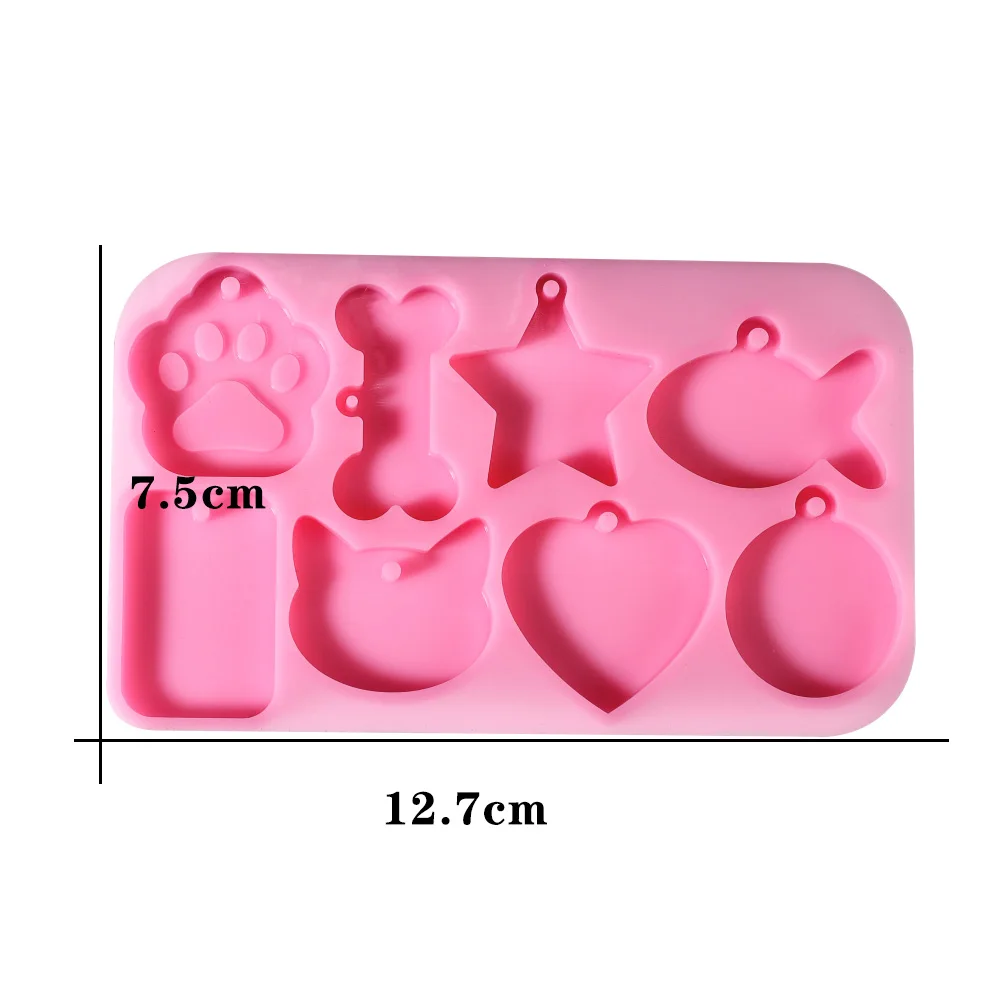 3 Styles Pet Dog Tag Bone Shaped Keychain Epoxy Resin Mold Charm Jewelry Pendants Silicone Mould DIY Decoration Tool