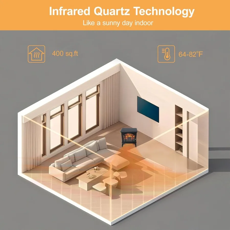 18 موقد كهربائي لتدفئة غرفة المعيشة أو غرفة النوم مع تأثيرات اللهب الواقعية وظيفة مؤقت التحكم عن بعد Adjus #6