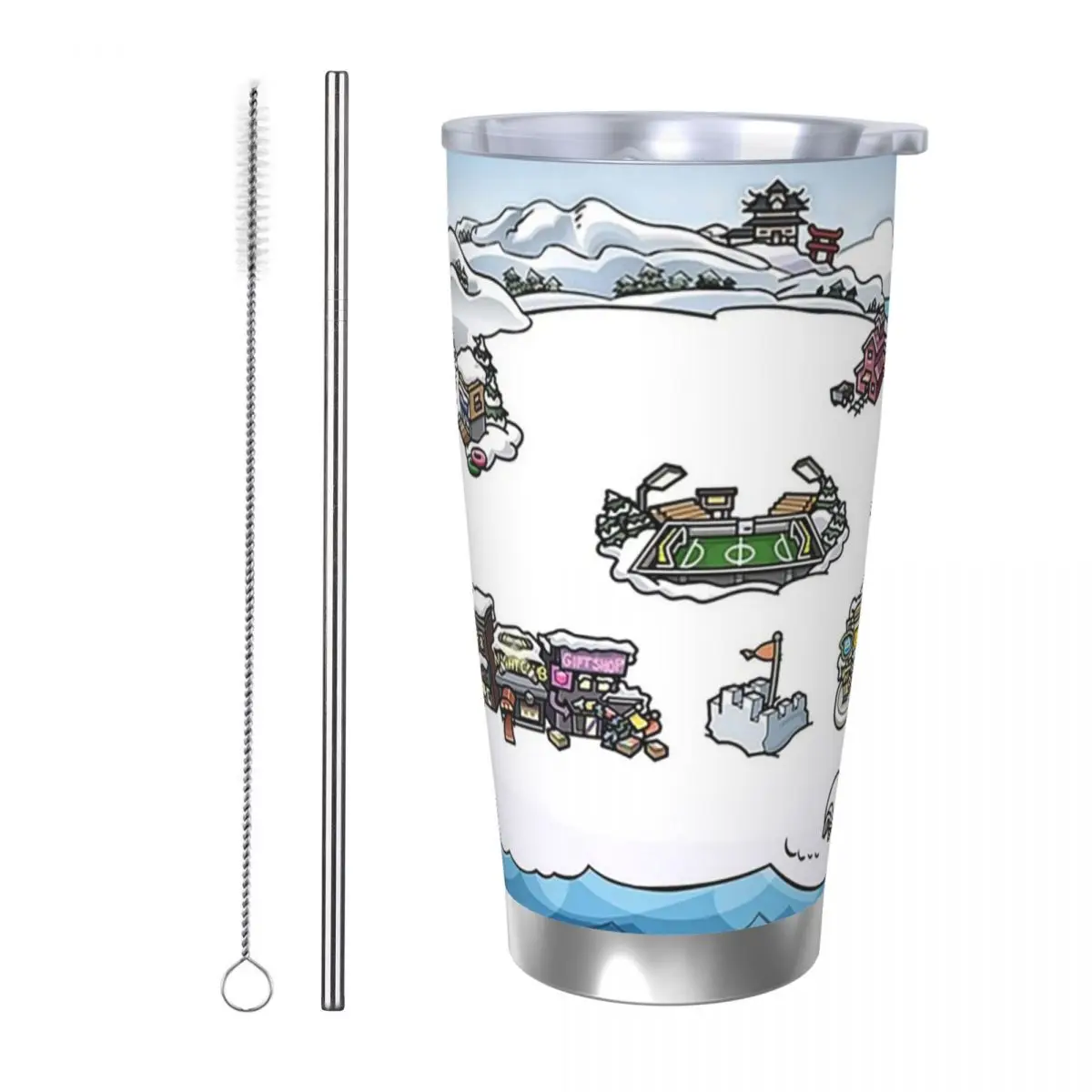 

Club Penguin M Stainless Steel Tumbler Vacuum Insulated Mug Thermal Cold Cups Straw With Lid 20oz