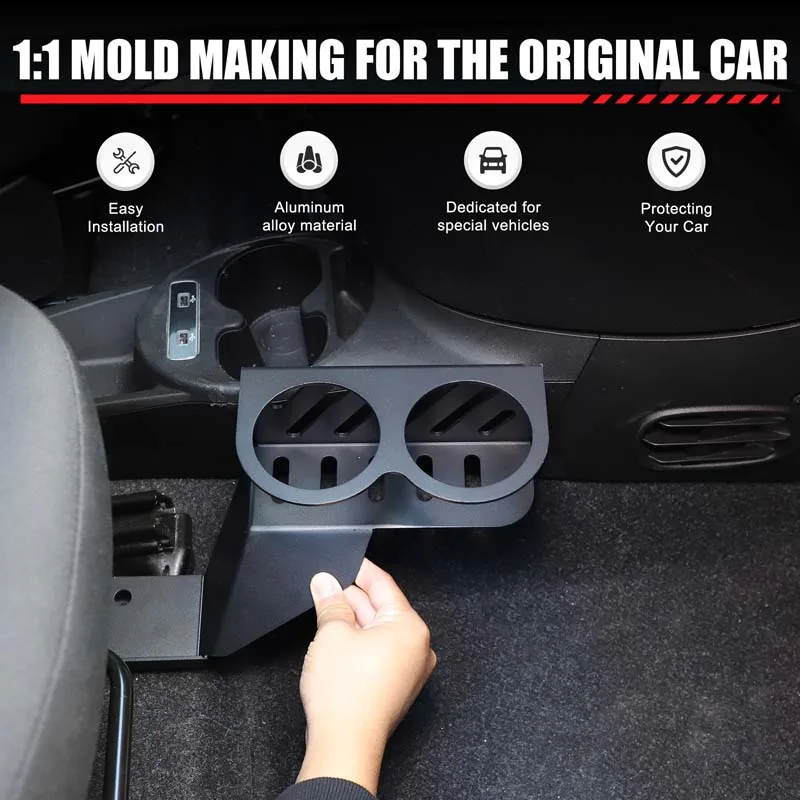 

1piece set Aluminum alloy black For Fiat 500 2016+ car passenger seat expansion water cup holder car modification accessories