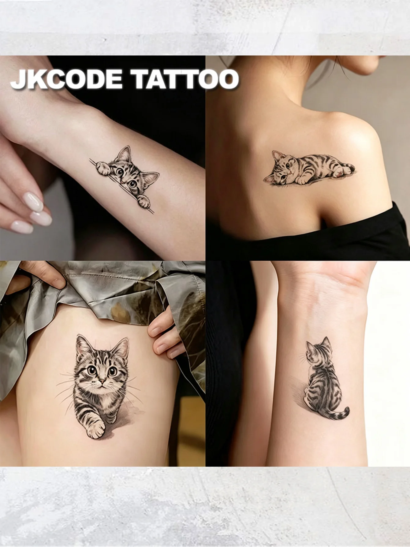 2-Pack of Realistic 3D Cute Cat Tattoo Stickers, Fashionable Pet Tattoo Stickers, Cute Cat Tattoos, Cute, Sweet, and Cool Tattoos for Women, Simple, Charming, Colorful Printed Tattoo Stickers, Party Tattoo Stickers, Washable Stickers, Lasting for 3-5 Days