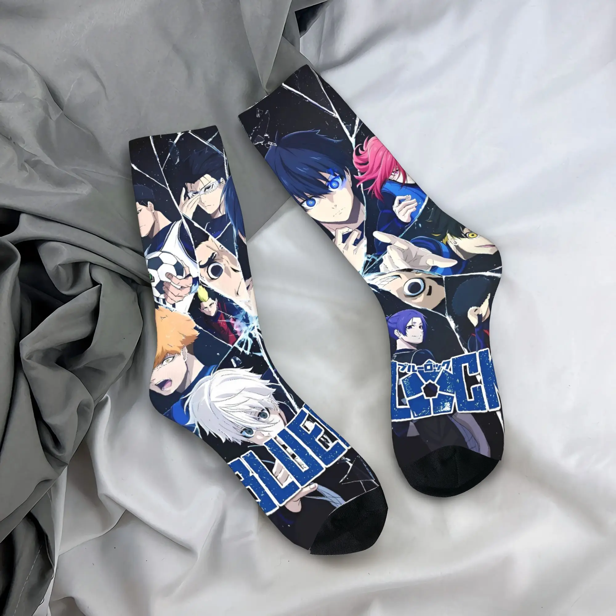 Calze anime Blue Lock Calzini divertenti con grafica Calzini antiscivolo invernali da uomo che corrono calzini morbidi e traspiranti