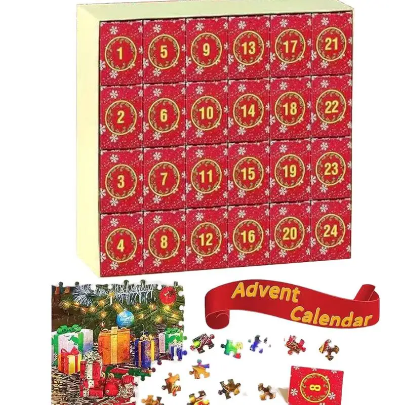 Christmas Countdown Puzzle Winter Christmas Jigsaw Puzzles For Adults Children Festival-themed Advent Calendar Puzzle Ornament