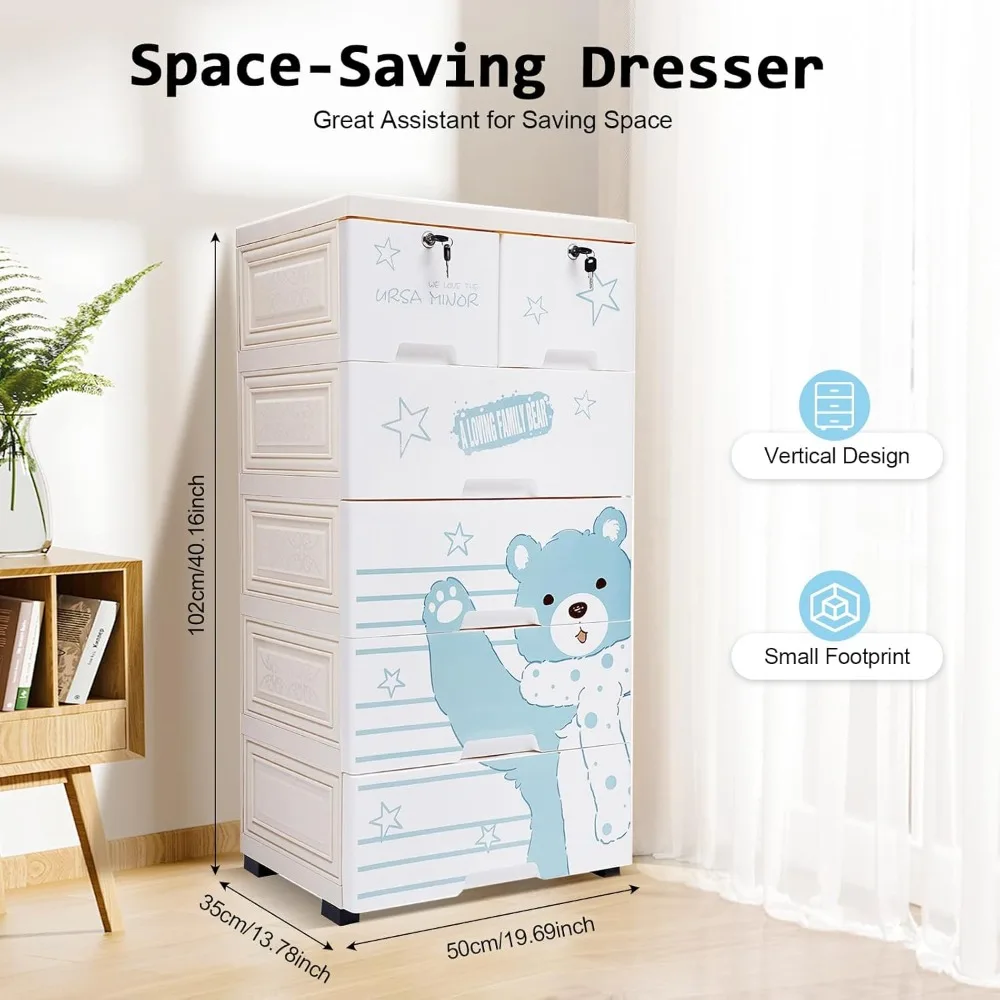 

НОВЫЕ Органайзеры для ящиков комода, высокий запираемый шкаф для хранения, пластиковый комод с 6 ящиками и колесиками для одежды/спальни