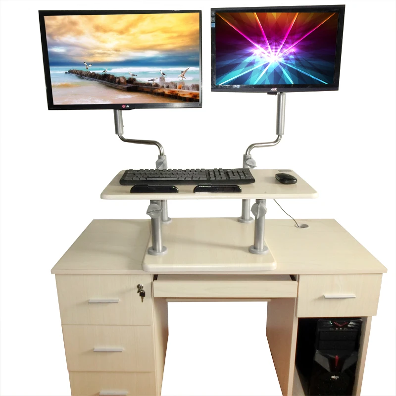 Computer desk, standing upright office desk, dual screen hanging desk, lifting table