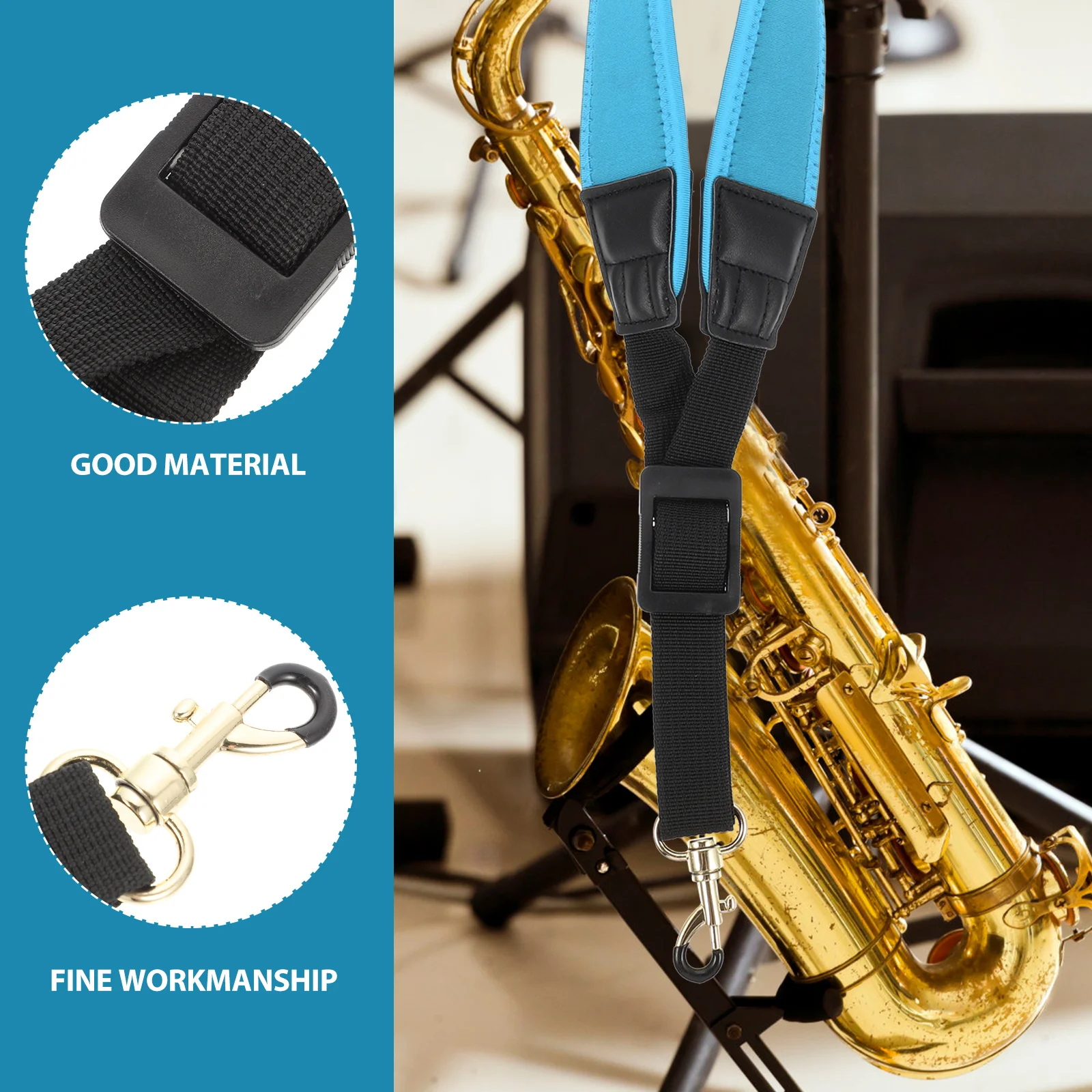 

Saxophone Neck Strap Adjustable Padded Cotton Durable for Alto Tenor Sax Straps Accessories Wear Resistant Outdoor