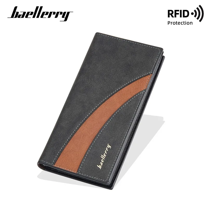 Baellerry Husband's Gift fashion Wallet RFID Blocking Billfold for Men Large Capacity Long Zip Around Wallet