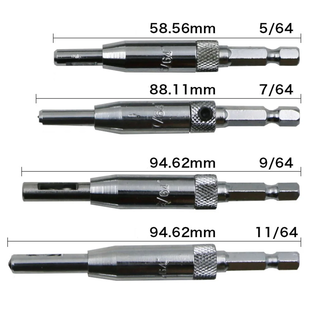 

4Pcs Woodworking Self Centering Hinge Drill Bits Set Hex Cabinet Furniture Precise Positioning Vix Guide