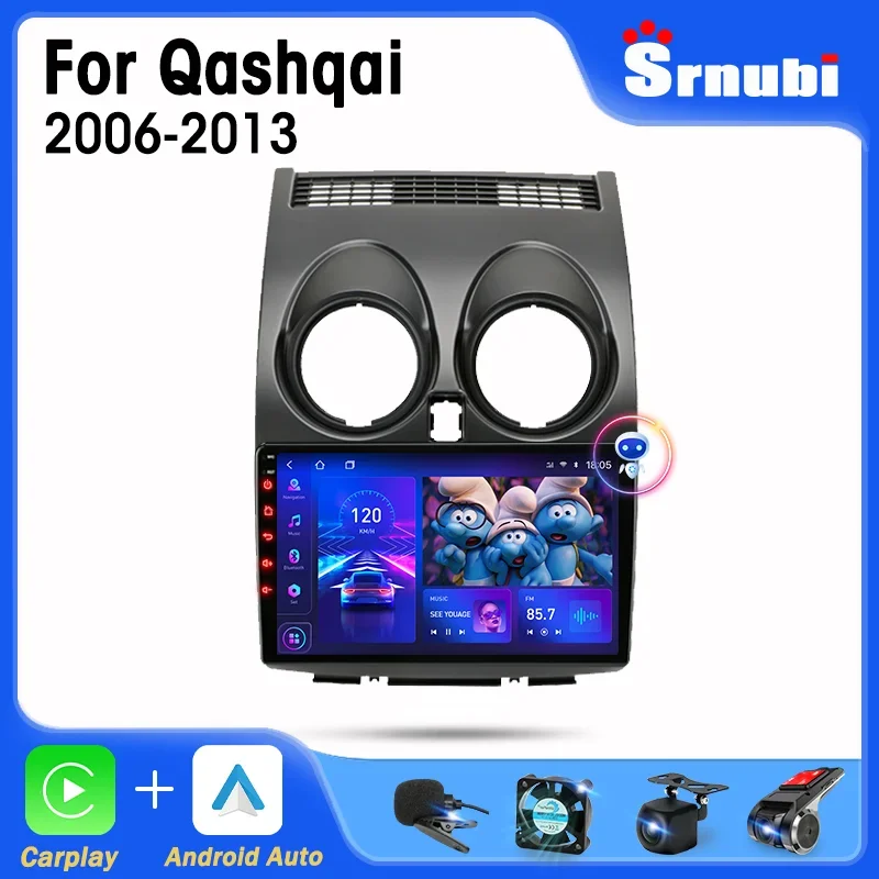 

Srnubi 2 Din Android 11 Автомобильный радиоприемник для Nissan Qashqai J10 2006 2007 2008-2013 Мультимедийный плеер Carplay Auto Video DVD Стерео