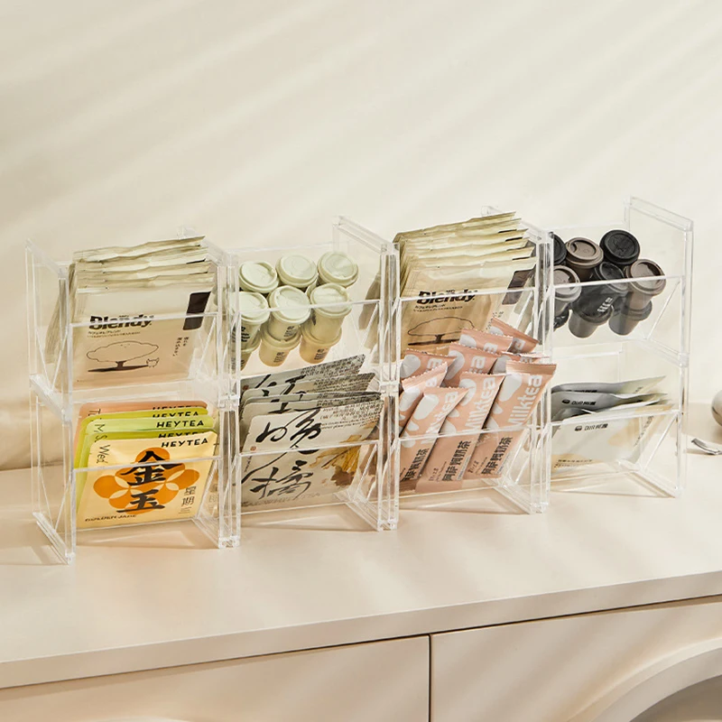 1pc Stackable Tea Bags Coffee Bags Storage Box Multifunctional Desktop Organizer Jewelry Storage Case Small Container
