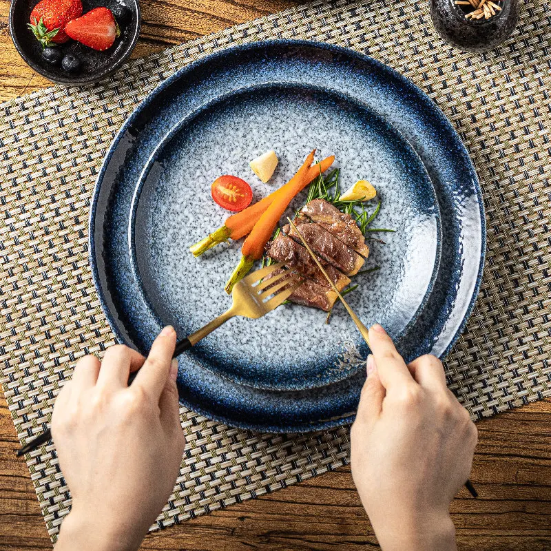 Japanese Style Ceramic Tableware, Snack Steak Plate, Western Cuisine Plate, Household Saucer, Bone Dish