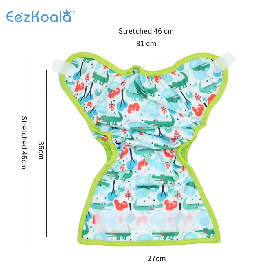 EezKoala Eco-friendly Cloth Diaper Cover Baby Washable Diaper Waterproof Baby Nappy Reusable Adjustable Pocket Diaper Hook&Loop