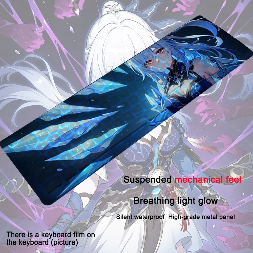 Gaming Anime Keyboard Honkai: Star Rail 104 Keys Jingliu Wired Backlit Gaming Keyboard Keycap For Office Laptop Games Accessorie