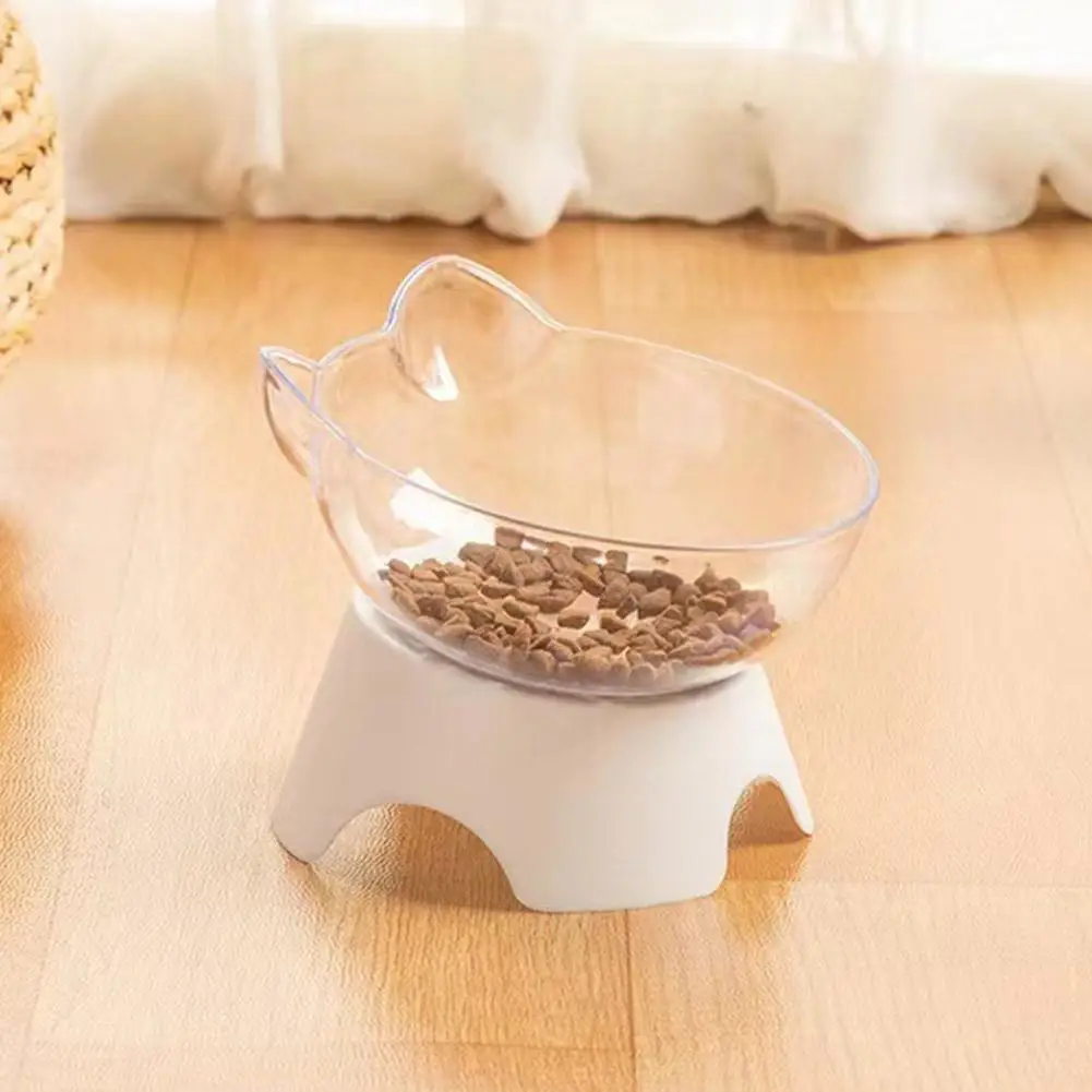 Plastic Tilted Elevated Cat Bowl Pet Food Bowl Tilt High Bottom Supplies Antichoking Pet Neck Feeding Protector Bowl S3E4