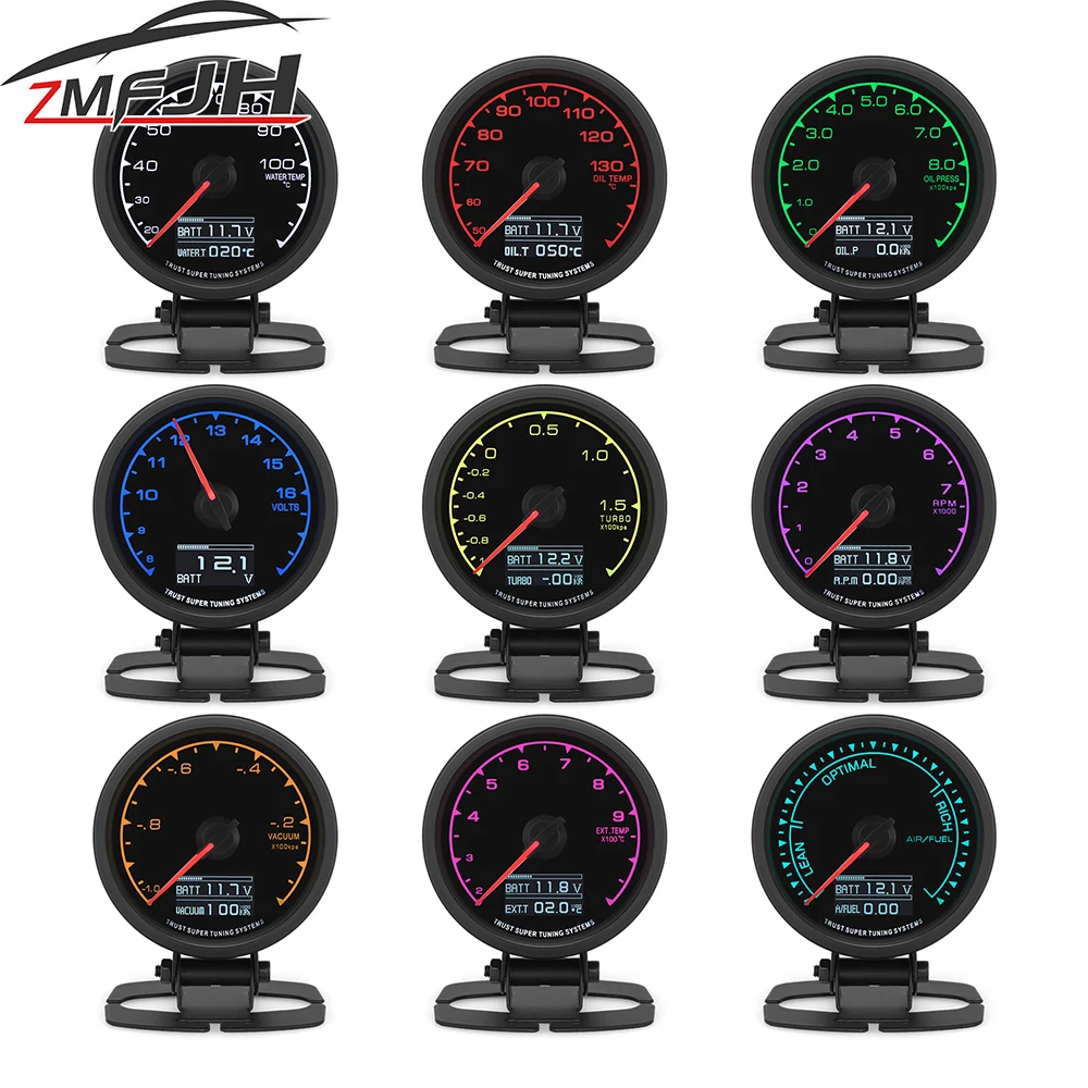 67mm Digital Oil Pressure  Water Temp Oil Temp Voltmeter Tachometer Boost Vacuum Exhaust Temp Air-fuel Ratio Meter Racing Gauge