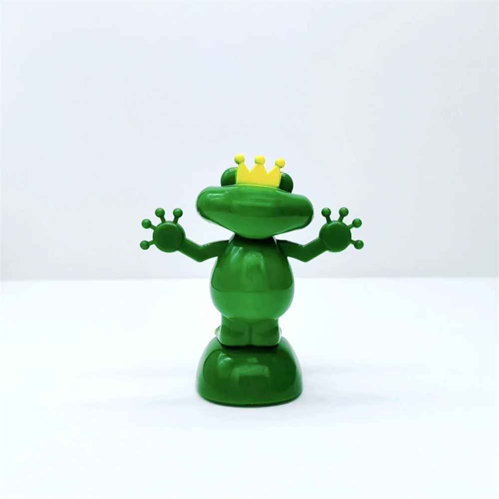 Car Decoration Solar Energy Decoration Shaking Head Doll Cartoon Frog Prince Shape Decoration Gift Creative Interior Automotive