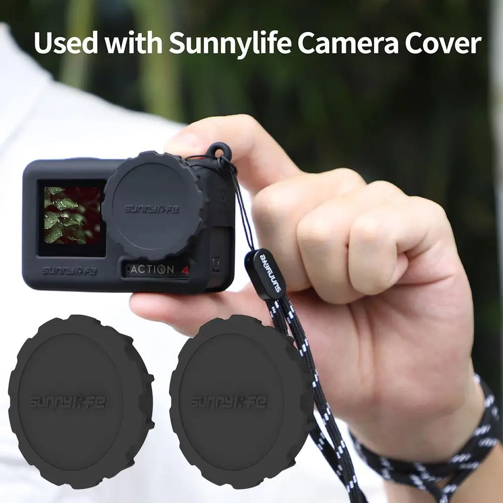 Sunnylife Silicone Lens Cover Protective Case Caps Scratch-proof Camera Cover Protector Lanyard Accessories for OSMO ACTION L1K2