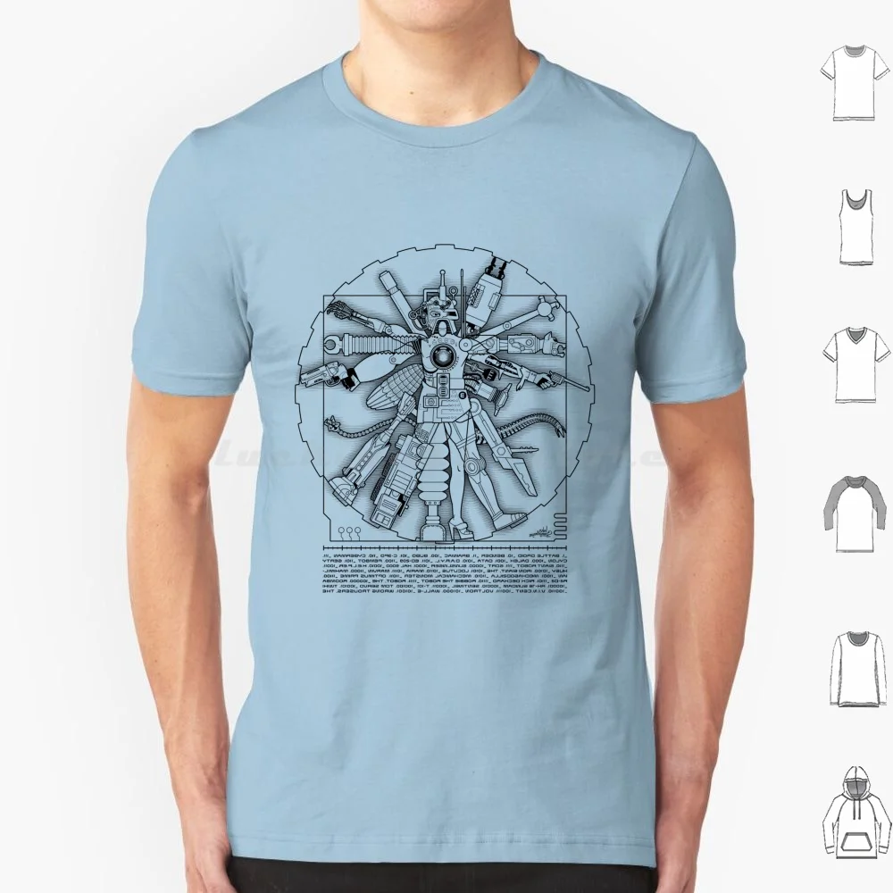 Vitruvian Machine ( Black ) T Shirt 6Xl Cotton Cool Tee Phone Case Robots Droids Cyborgs Machines Sci Fi Da Vinci Vitruvian