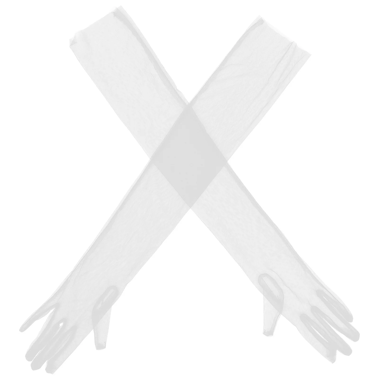 1 par de guantes finos transparentes de malla blanca, guantes elegantes ultralargos y transpirables para bodas, ocasiones formales nupciales, formales largos para mujeres