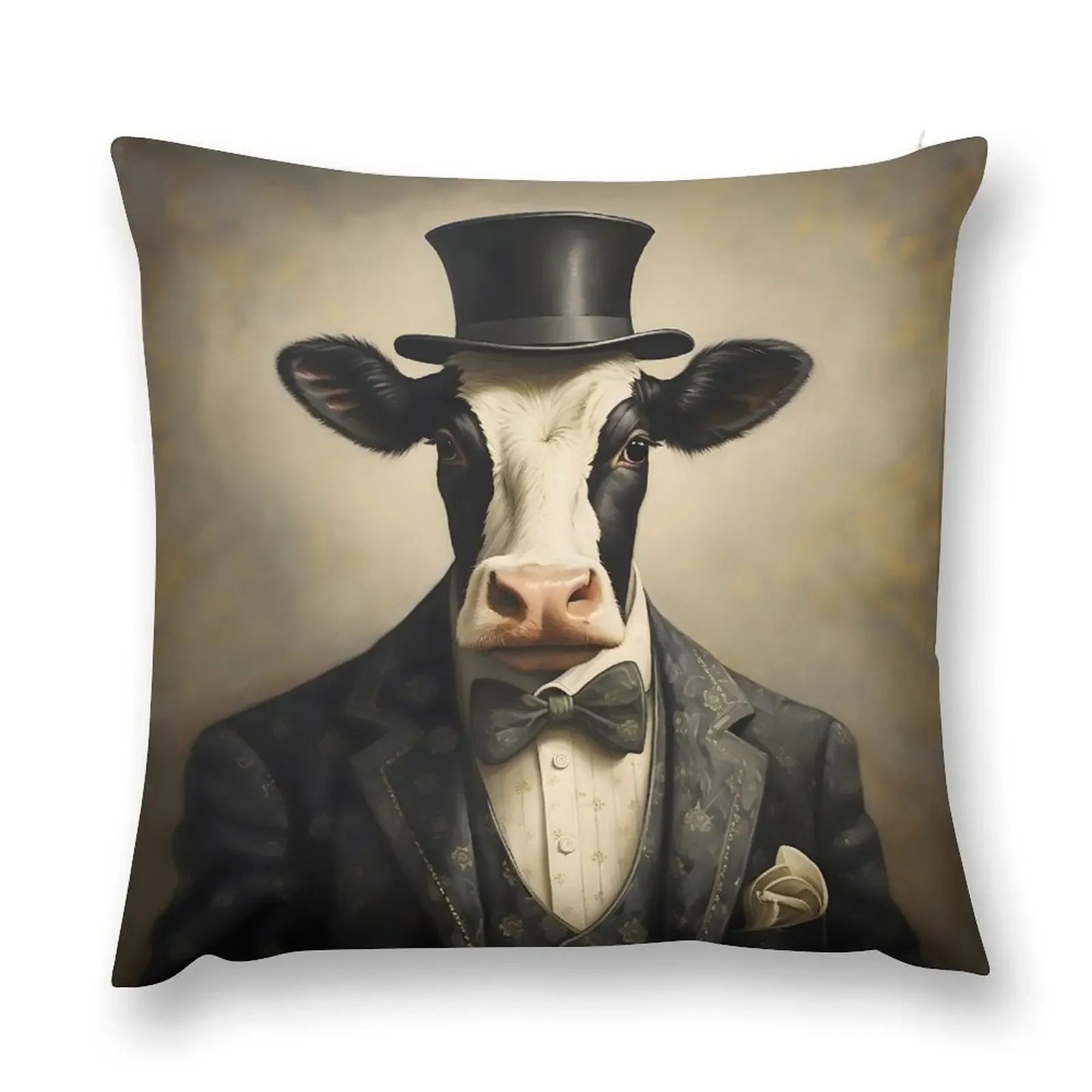 Dapper Cow Portrait Art Throw Pillow pillow cover christmas Decorative Pillow Covers For Sofa