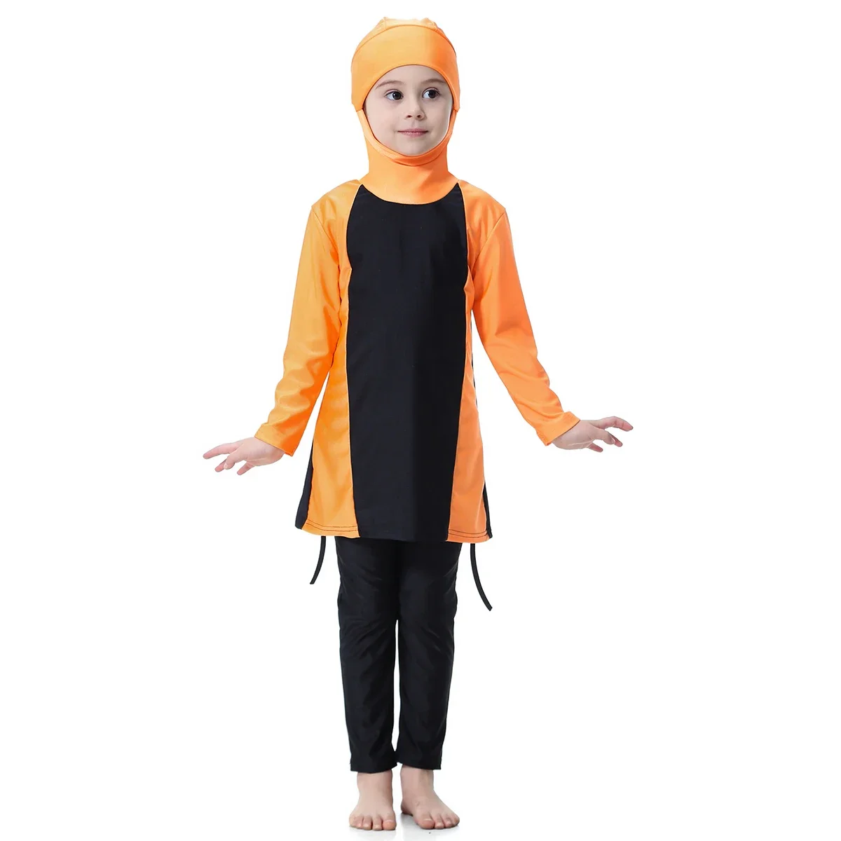 

Muslim Swimwears Two-Piece Suits Islamic Children Modest Hooded Swimsuits Girls Islam Beach Cap Wear Swimming Diving Burkinis