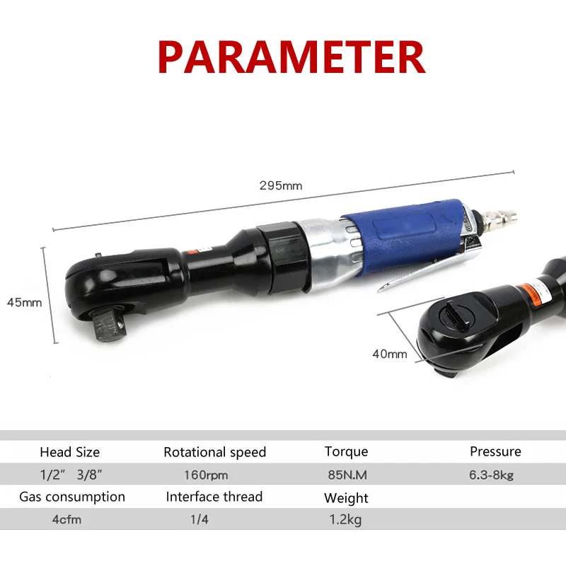 90-Degree Air Ratchet Wrench Metal Body Heavy-Duty Right-Angle Pneumatic Trigger Straight Pneumatic Wrench Wind Wrench Tool