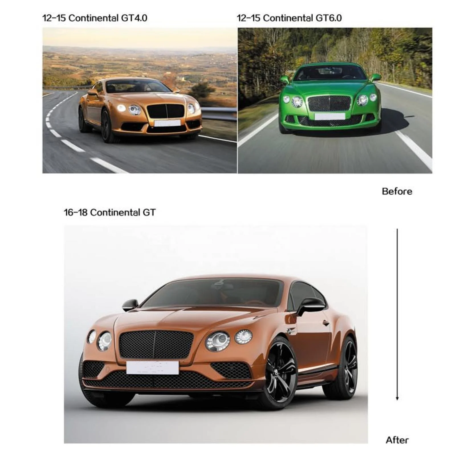 Auto Car Front Bumper Body Kits for Continental GT 12-15 Upgrade Continental GT 16-18 Plastic Material