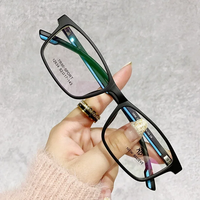 TR90 Bright Color Flat Glasses Advanced Texture Without Degree Vintage Square Frame Sports Glasses Business Men Glasses Frame