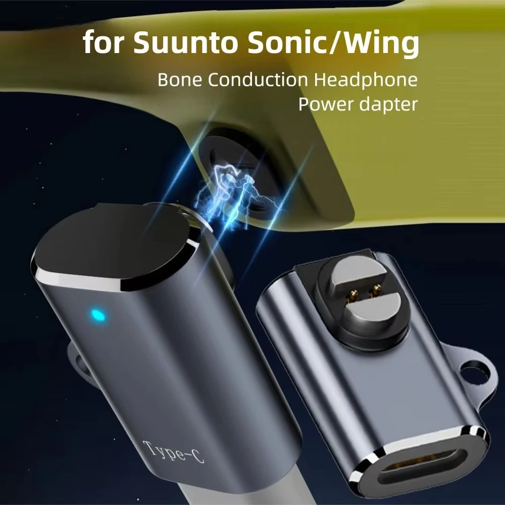 Knochenleitungskopfhörer USB-C Ladeadapter Aluminiumlegierung Sicherer Magnetkonverter LED-Anzeige für Suunto Wing/Sonic