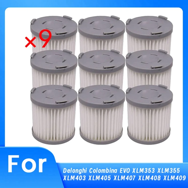 

9 Pcs Hepa Filter For Delonghi Colombina EVO XLM353 XLM355 XLM403 XLM405 XLM407 XLM408 XLM409 Replacement Kits-ABSW