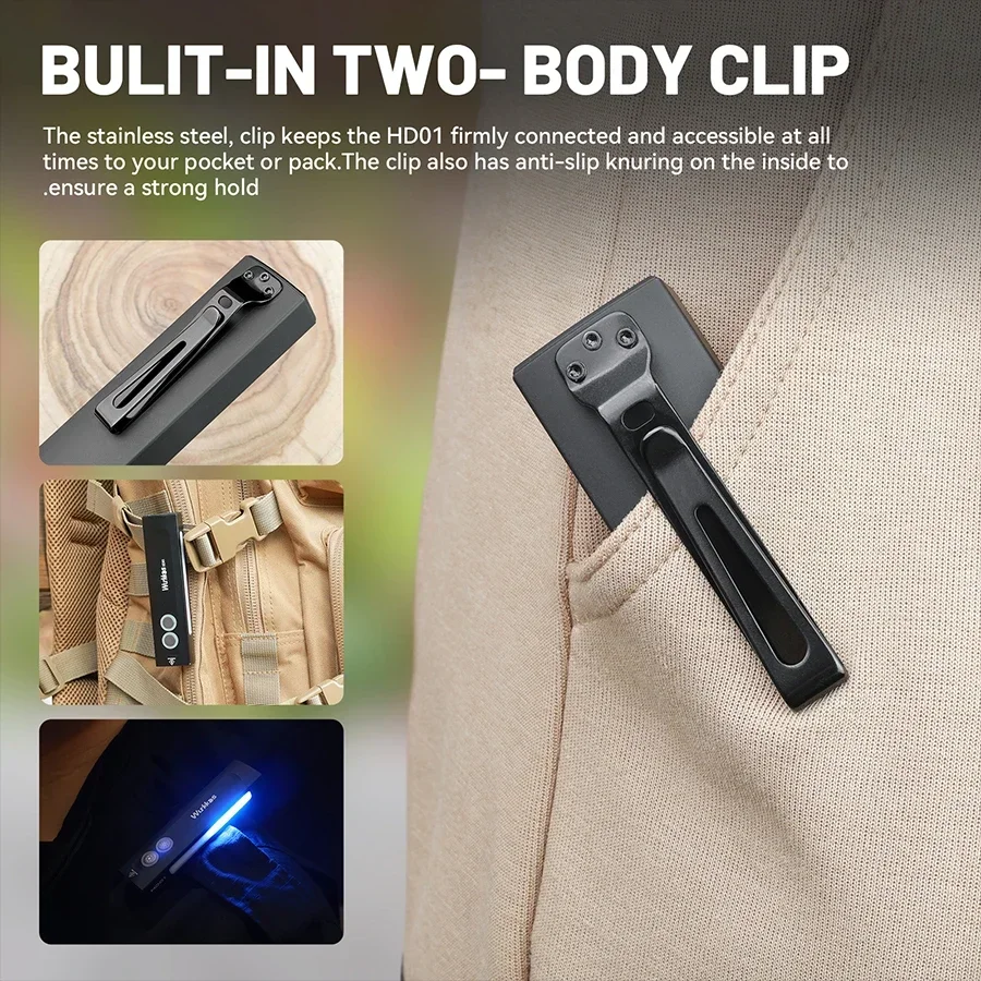 Lanterna multifuncional Wurkkos-HD01 1200 LM com luz verde branca e luzes RGB laterais 90CRI IP65 à prova d\'água para caminhadas