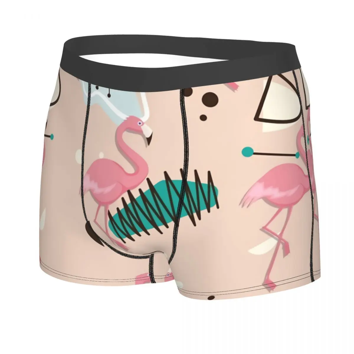 Mid Century Flamingo Man's Boxer Briefs Underpants Highly Breathable High Quality Birthday Gifts