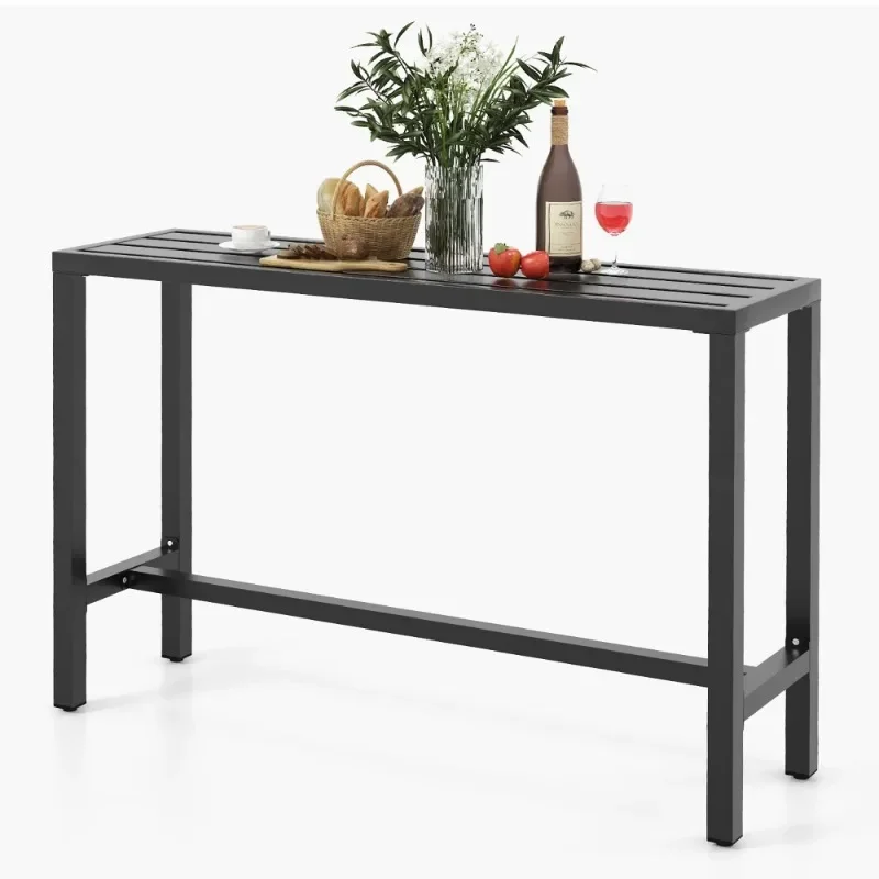 

Outdoor Metal Bar Table Patio Rectangular Counter Height Dining Table Black