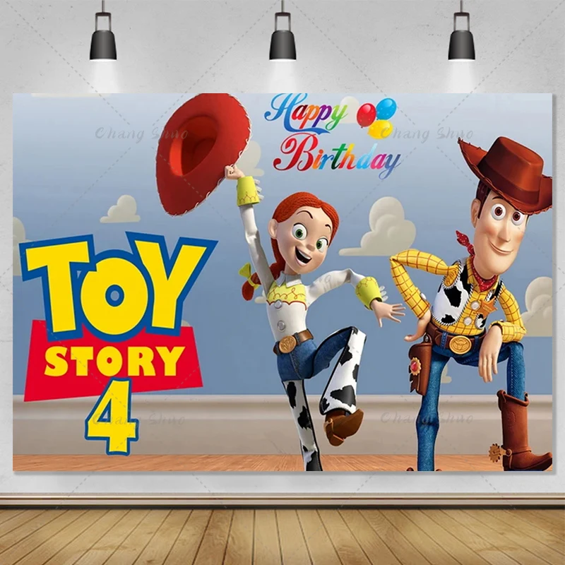 Disney Outdoor Custom Toy Story Buzz Lightyear Woody Birthday Banner Photo Backdrop Boys Kids Party Decor Supplies Decorations