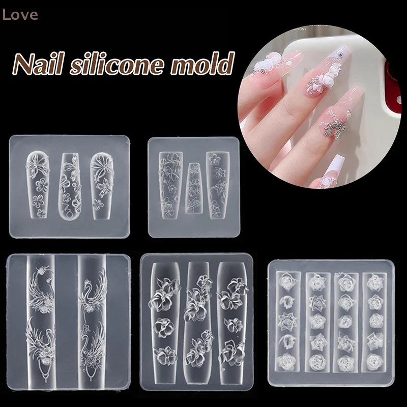  3D قالب من السيليكون زهرة مسمار الفن زينة الأظافر DIY تصميم فراشة مسمار العفن ختم لوحة قالب مانيكير #2