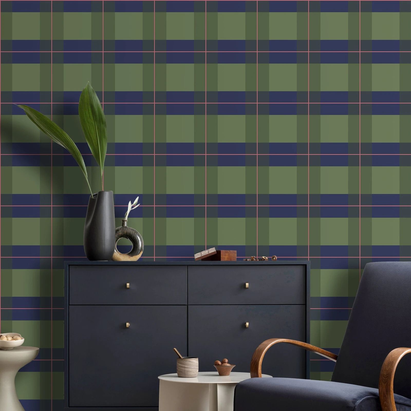 

Стильные клетчатые самоклеящиеся обои, современная клейкая бумага в клетку тартан с зелеными и синими клетками, декор наклеек на стену, 50*300 см