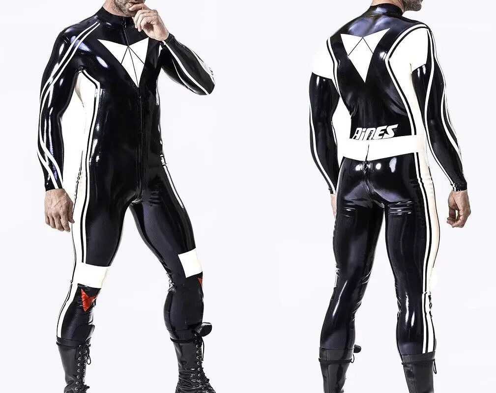 

100% Latex Rubber Gummi Cosplay Racing Catsuit Sport Bodysuit Zentai 0.4mm S-XXL