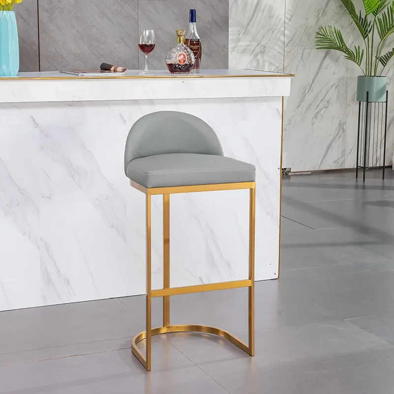 Silla de Bar nórdica minimalista, taburete con respaldo para el hogar, muebles de sala de estar, alto, dorado/plateado