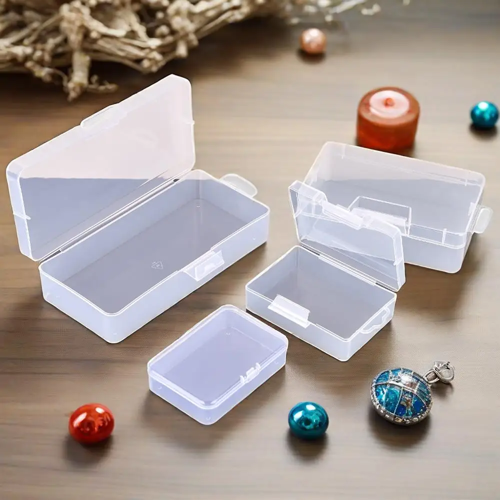 Transparent Desktop Stationery Clear Pencil Box Stickers Storage Case Table Desk Classification Box Plastic Stationary Organizer