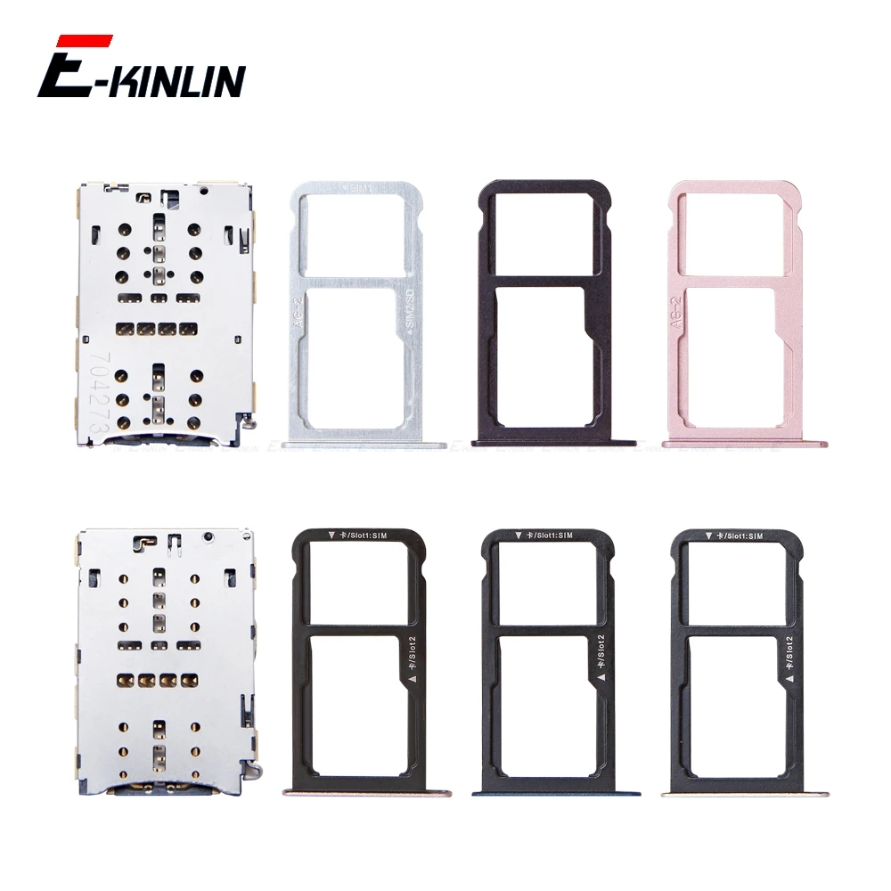 Sim Card Tray Micro SD Connector Adapter Reader For HuaWei P10 Lite WAS-LX1 LX1A LX2 LX2J LX3 L03T Socket Holder Slot Container