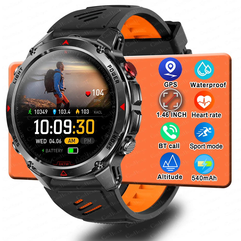 

Для Huawei профессиональные GPS спортивные умные часы мужские 1,46 "AMOLED экран 3ATM компас фитнес-трекер военные умные часы 2025 новинка