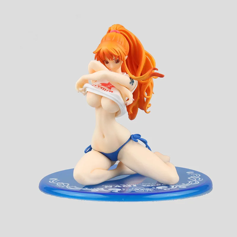 

[Funny] Anime One Piece Undress bikini Nami BB Ver. PVC Action Figure 14CM Nami Swimsuit Sexy Collectible Model doll kids gift