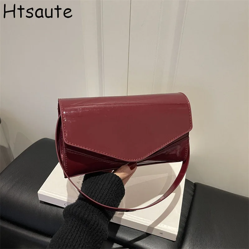 Bright PU Leather Shoulder Bags For Women Hand Bag Ladies Casual Flaps Crossbody Mini Handbags Office Bucket Tote