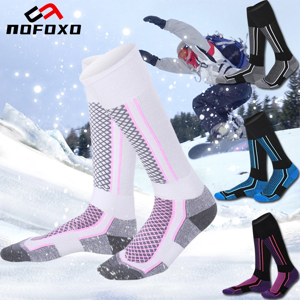 

NOFOXO Winter Snowboard Cycling Soccer Socks Warm Thickening Cotton Women Men Children Anti-Cold Anti-Cold Outdoor Sports Socks