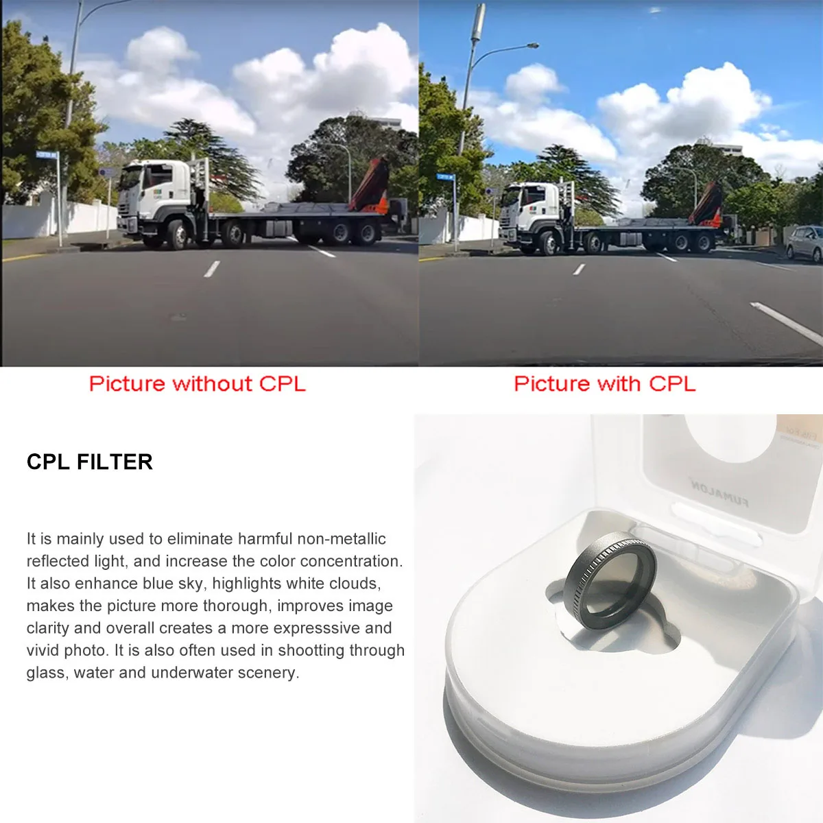 CPL Filter Circular Polarizing Filter Lens Cover For 70mai A810 Car DVR  Camera,For 70mai A810 Dash Cam CPL filter 1pcs