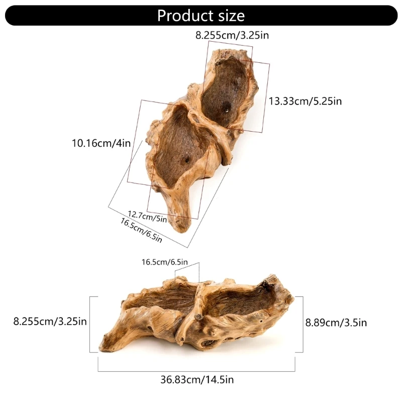 Unique Resin Flower Pot with Tree Root Driftwood for Desktop and Tabletop Plant Display D5BD